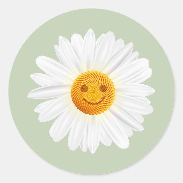 Daisy Blume Smiley Runder Aufkleber (Vorderseite)