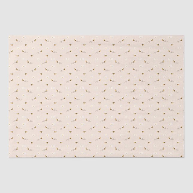 Daisy Blume und Honey Bees Gift Wrapping Seidenpapier (Vorderseite)