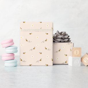 Daisy-Blume und Honigbienen Geschenkpapier