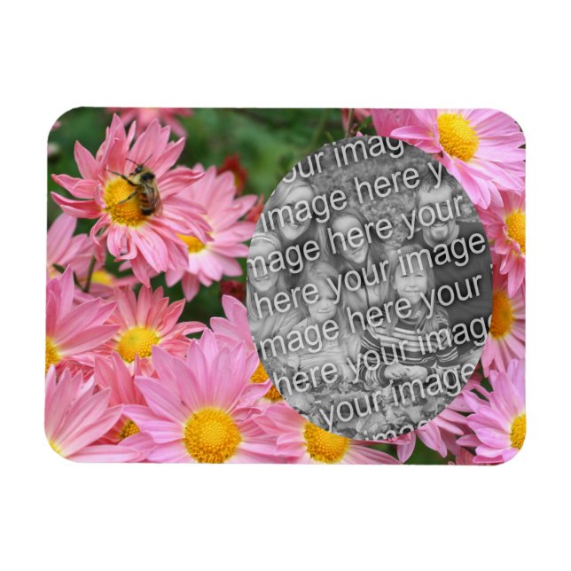 Daisy Blume und Hummelrahmen ergänzen Ihr Foto Magnet (Horizontal)