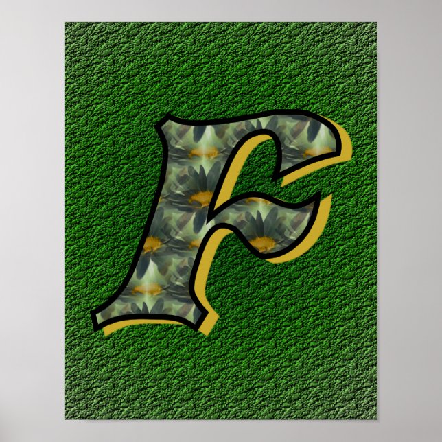 Daisy-Blumen-Kunst-Monogramm-Initiale F  Poster (Vorne)