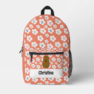 Daisy Blumen Lachsrosa Braune Kartoffel Custom Bedruckter Rucksack