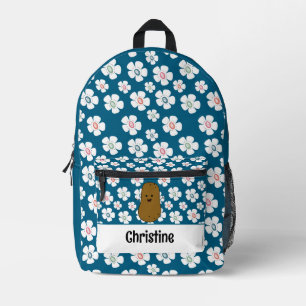 Daisy Blumen Ozeanblau Braune Kartoffel Custom Bedruckter Rucksack