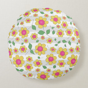 Daisy Blumenkinder zeichnete glücklichen Frühling Rundes Kissen
