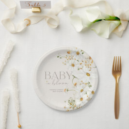 Daisy Boho Wildblume Baby in Blütendusche Pappteller