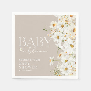 Daisy Boho Wildblume Baby in Blütendusche Serviette