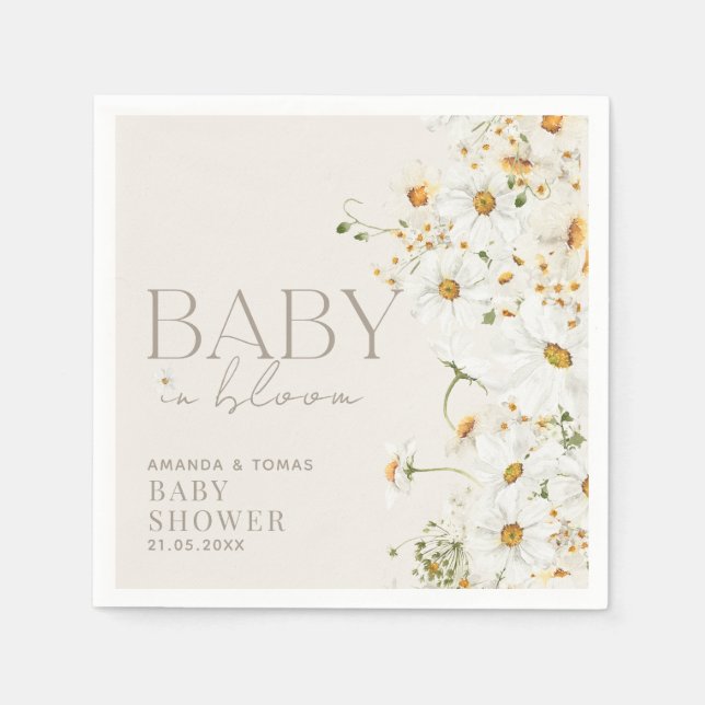 Daisy Boho Wildblume Baby in Blütendusche Serviette (Vorderseite)