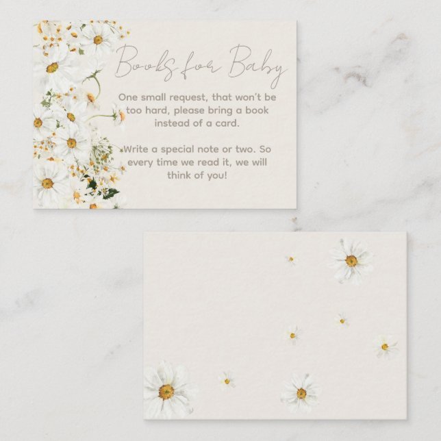 Daisy Boho Wildblume Babyduschenbuch Anfrage Begleitkarte (Vorne/Hinten)