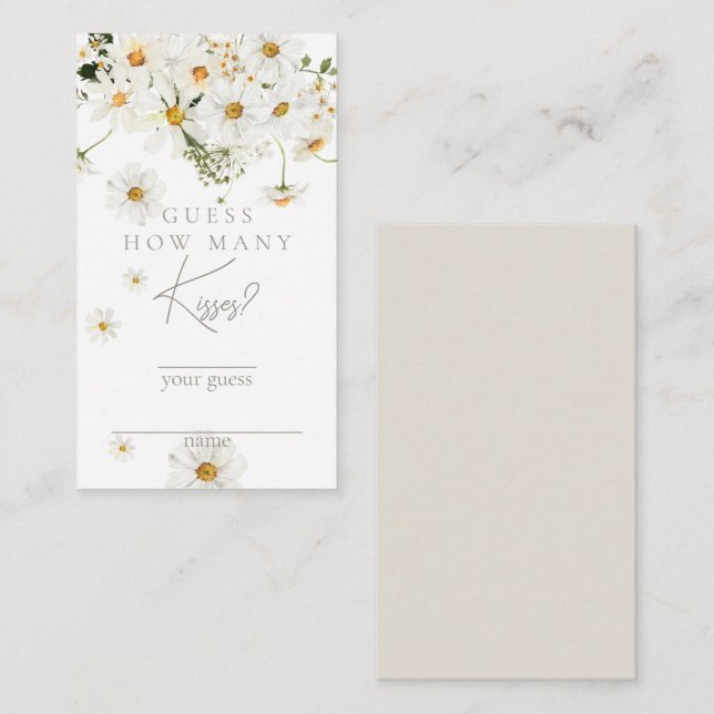 Daisy Boho Wildblume Modern Bridal Kisses Game Begleitkarte (Vorne/Hinten)