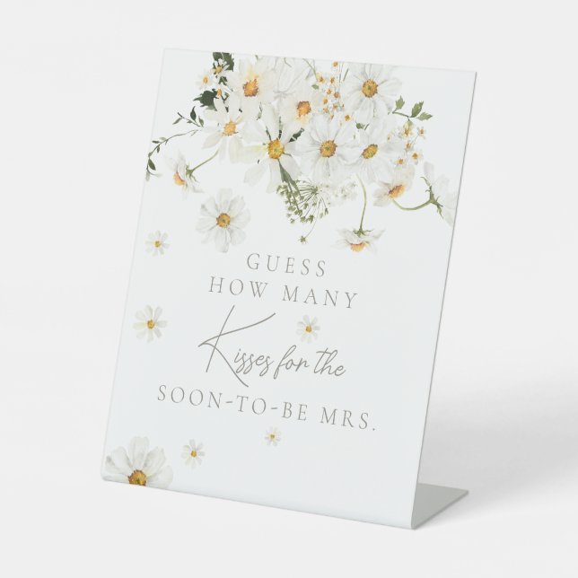 Daisy Boho Wildblume Modern Bridal Kisses Game Sockelschild (Vorderseite)