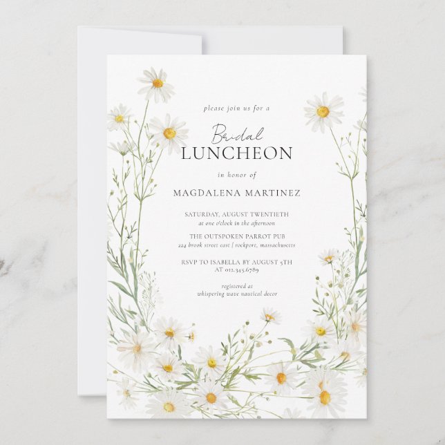 Daisy Boho Wildblume Rustic Bridal Luncheon Einladung (Vorderseite)
