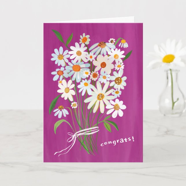 Daisy Bouquet Handpainpainted Gouache Herzlichen G Karte (Kleine Pflanze)