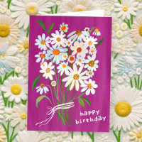Daisy Bouquet Happy Birthday Handpainted Gouache