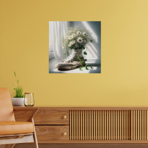 Daisy Bouquet in weißem Sneaker Poster