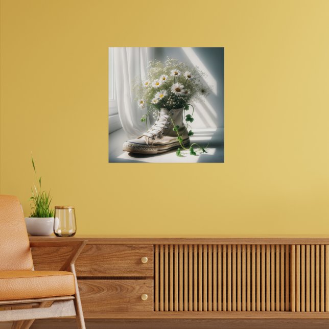 Daisy Bouquet in weißem Sneaker Poster (Wohnzimmer 2)