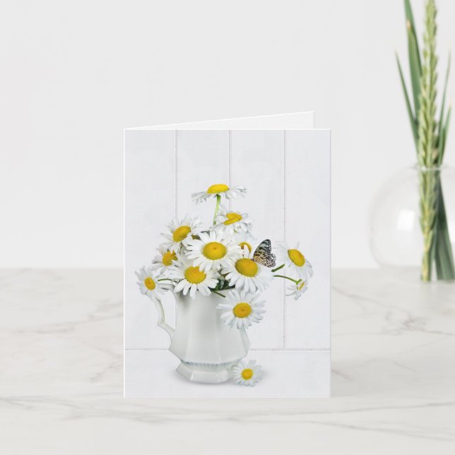 Daisy Bouquet mit Butterfly Blank Note Card Karte (Vorderseite)