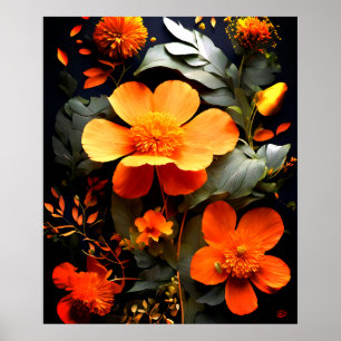 Daisy Bouquet sur Gouache Peinture Poster d'Art
