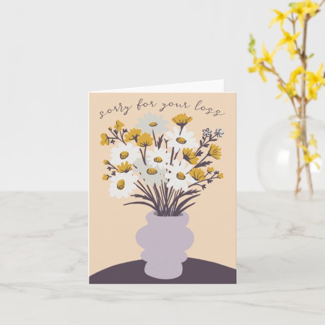 Daisy Bouquet Vase Beileid zum Verlust Karte (Gelbe Blume)
