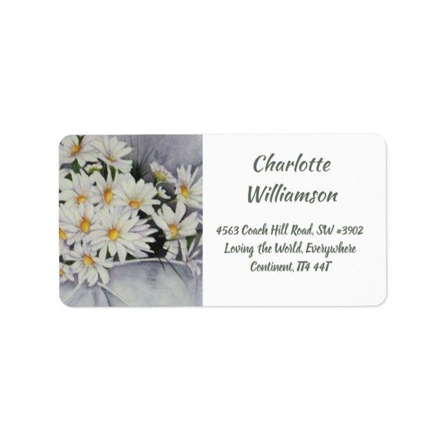 Daisy Bouquet von Blume in Aquarelladresse Adressaufkleber (Vorne)