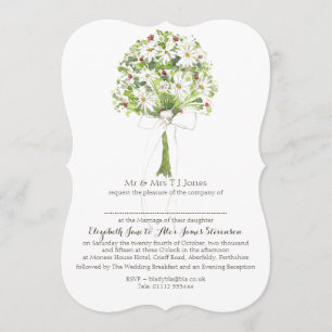 Daisy Bouquet White Wedding Einladung
