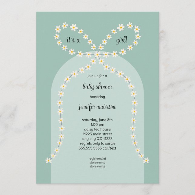 Daisy Bow Baby Shower Invitation (Devant)