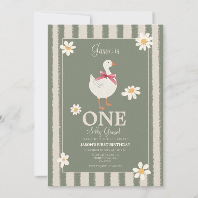 Daisy Boys Albern Goose Themed Birthday Einladung (Vorderseite)
