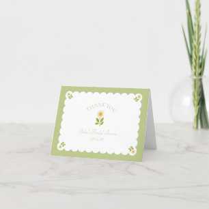 Daisy Brautparty Sage Green Preppy Scallop Dankeskarte