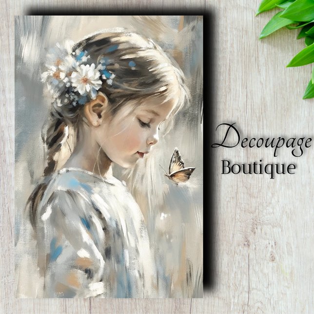 Daisy Butterfly Mädchen Dekorationstechnik mit aus Seidenpapier (Daisy Butterfly Girl Decoupage Tissue Paper)