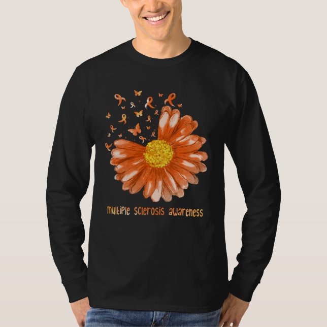 Daisy Butterfly Orange Ribbon Multiple Sclerosis A T-Shirt (Vorderseite)