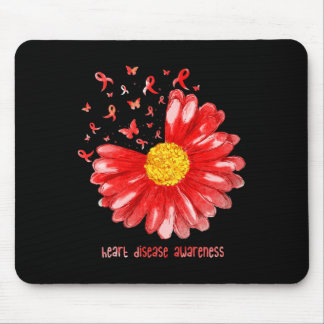 Daisy Butterfly Red Ribbon Herzkrankheit Bewusstse Mousepad