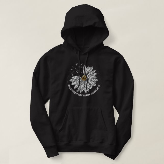 Daisy Butterfly Zebra Ribbon Neuroendocrine Cancer Hoodie (Design vorne)