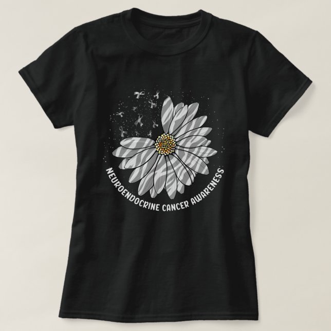 Daisy Butterfly Zebra Ribbon Neuroendokrin Krebs T-Shirt (Design vorne)