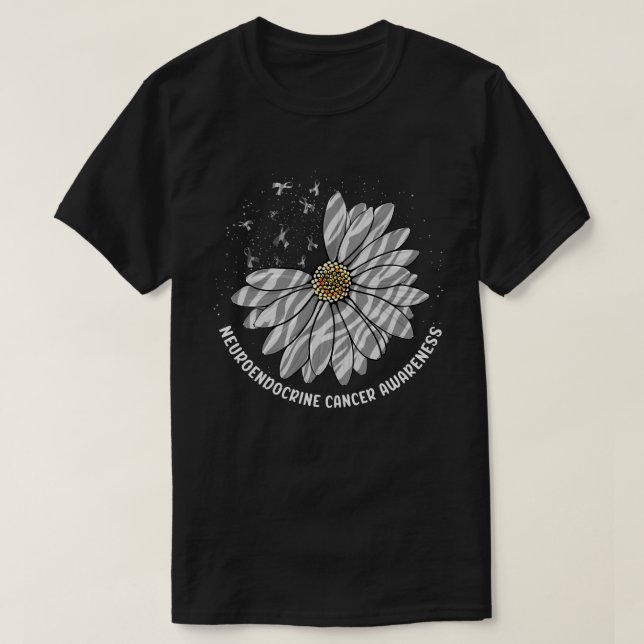 Daisy Butterfly Zebra Ribbon Neuroendokriner Krebs T-Shirt (Design vorne)