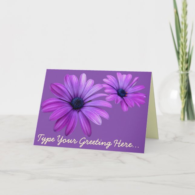 Daisy Card Blue Flowers Custom Grußkarten Karte (Vorderseite)
