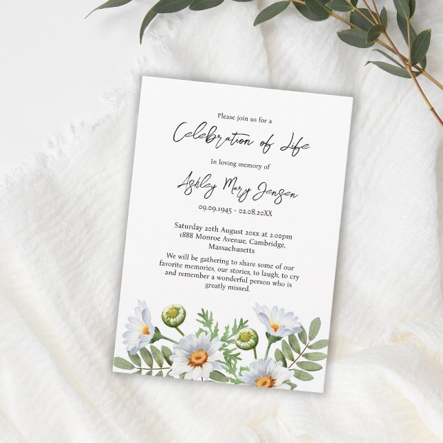 Daisy Celebration of Life Funeral Einladung (Von Creator hochgeladen)