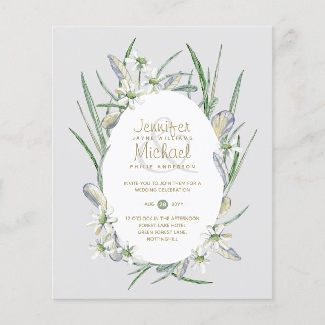 Daisy Chain Greenery Inspirierte Haushaltshochzeit (Vorderseite)