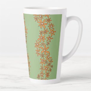 Daisy Chain Wiggly Blume Streifen orange auf grün Milchtasse