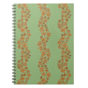 Daisy Chain Wiggly Blume Streifen orange auf grün Notizblock