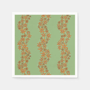 Daisy Chain Wiggly Blume Streifen orange auf grün Serviette