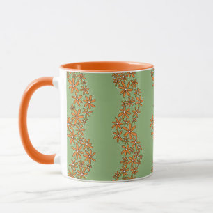 Daisy Chain Wiggly Blume Streifen orange auf grün Tasse
