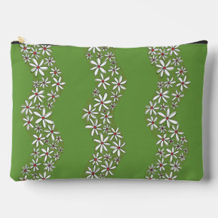 Daisy Chain Wiggly Blume Streifen weiß grün Zubehörtasche