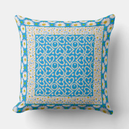 Daisy Chains Mix'n'match Patterns auf Sky Blue Kissen