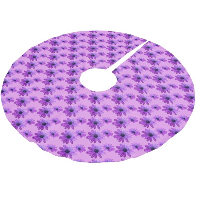 Daisy Christmas Tree Pink Daisy Tree Skirt Polyester Weihnachtsbaumdecke (Schrägansicht)