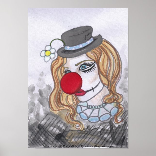 Daisy Clown Girl Portrait Fantasy Art Poster (Vorne)