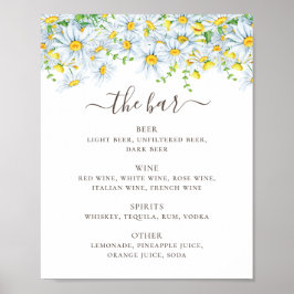 Daisy. Country Blumenschrift Hochzeitsgetränke Bar Poster
