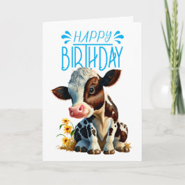 Daisy Cow Birthday Boy Blue Karte