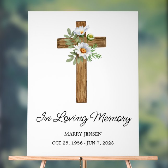 Daisy cross Memorial Funeral Acrylschild (Neutral)