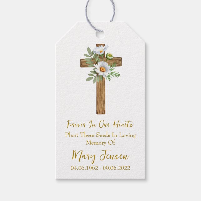 Daisy Cross Memorial Funeral Seed Packet  Geschenkanhänger (Vorderseite)