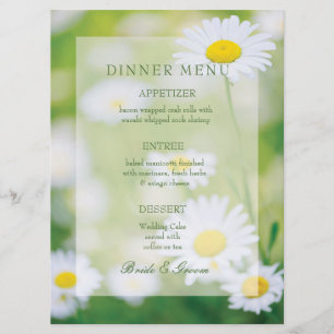 Daisy Daisies Blume Floral Summer Wedding Menu Menükarte