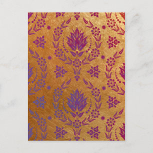 Daisy Damask, gebürstetes Metall in Rose Gold & Li Postkarte